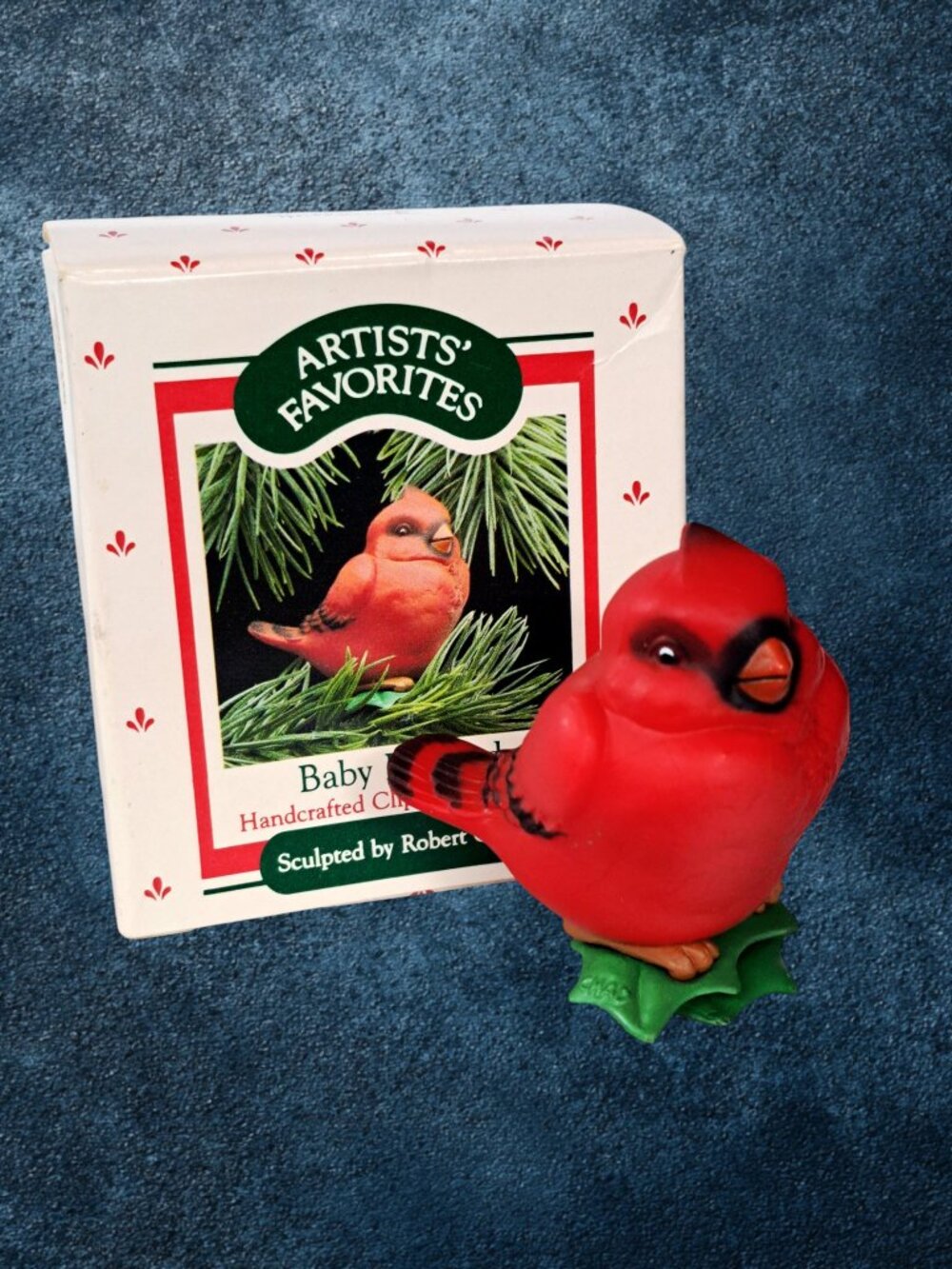 Hallmark 1988 Baby Redbird Cardinal Red Bird Clip-on Christmas Ornament In Box